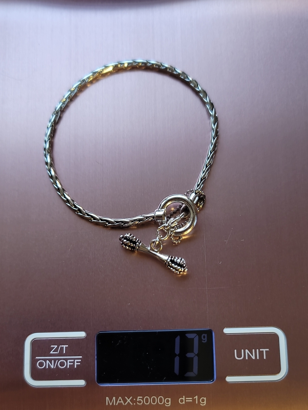 thirty-one Antique Pewter Braided Toggle Bracelet with Spacer Beads